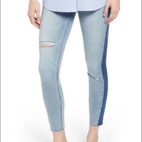 Spanx Distressed Skinny Jeans with Side Stripe Stretch Pull-On Shaping size XS - Picture 1 of 10